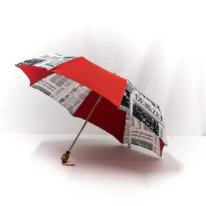 Parapluie pliant femme imprimé journal rouge