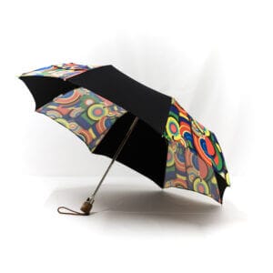 Parapluie pliant femme imprimé multicolore noir