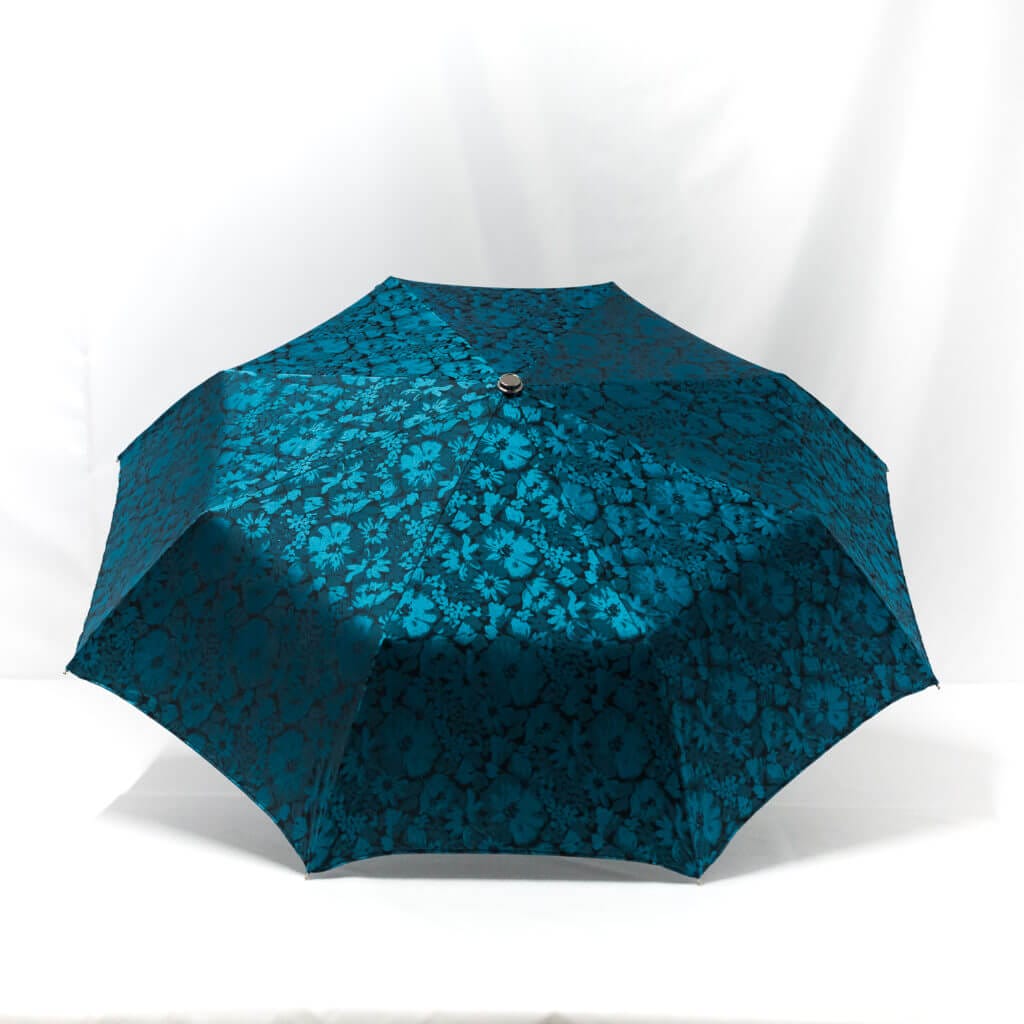 Parapluie pliant tissé fleurs bleues