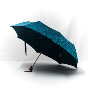 Parapluie pliant femme tissé fleurs bleues