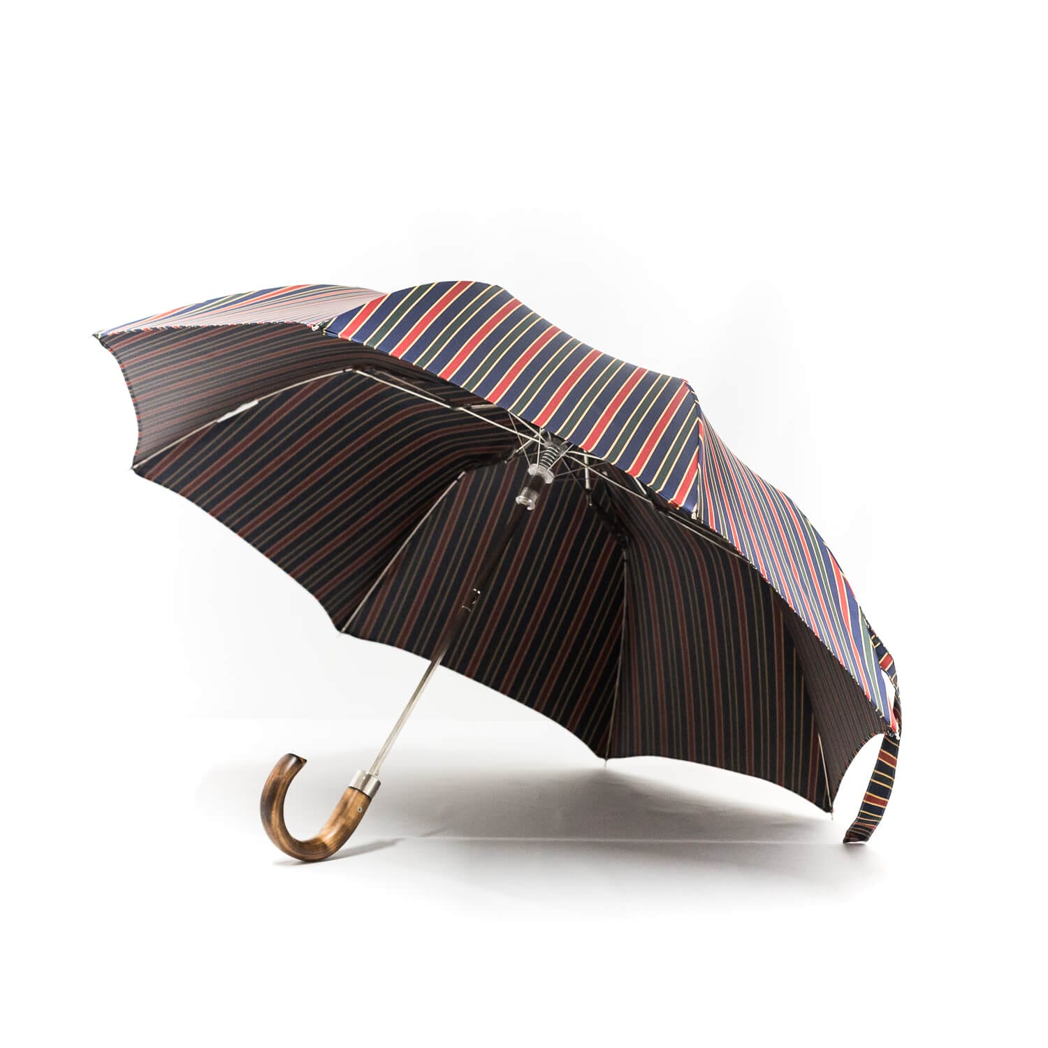 Parapluie pliant homme tissé rayures colorées