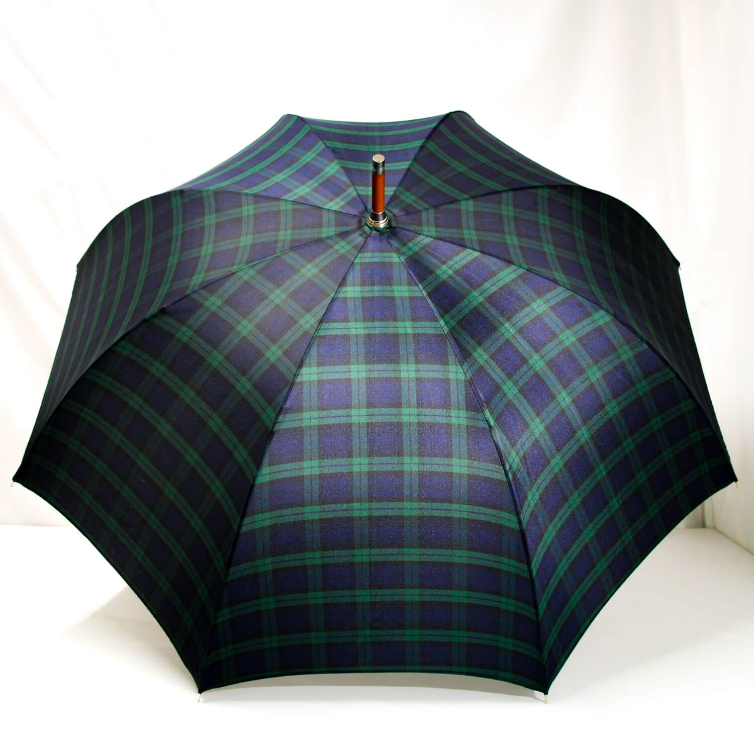 Grand parapluie écossais vert et bleu