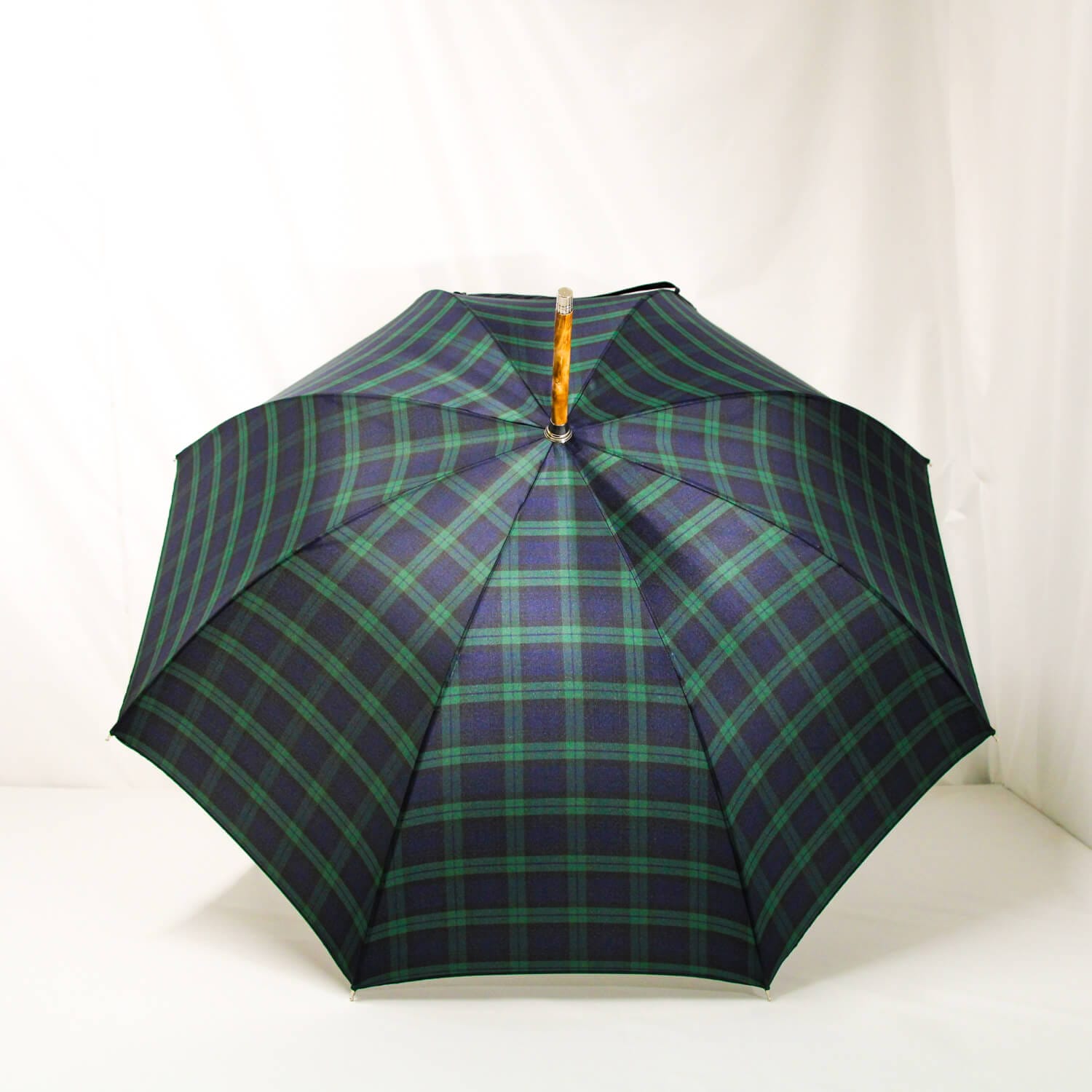 Parapluie anglais écossais vert et bleu